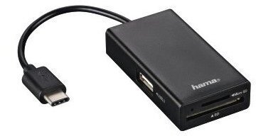 Разветвитель USB-C Hama 1 порт USB 2.0 + Card Reader SD, SDXC, microSDXC черный (00054144)
