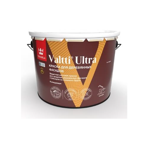 Краска для деревянных фасадов VALTTI ULTRA База C матовая 9 л краска для деревянных фасадов гибридная landora villafarg v полуглянцевая база a 9 л