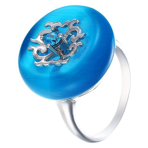 фото Element47 кольцо из серебра 925 пробы с кошачьим глазом искусственным и кубическим цирконием sr000801c-1_ko_te_001_wg, размер 16.5