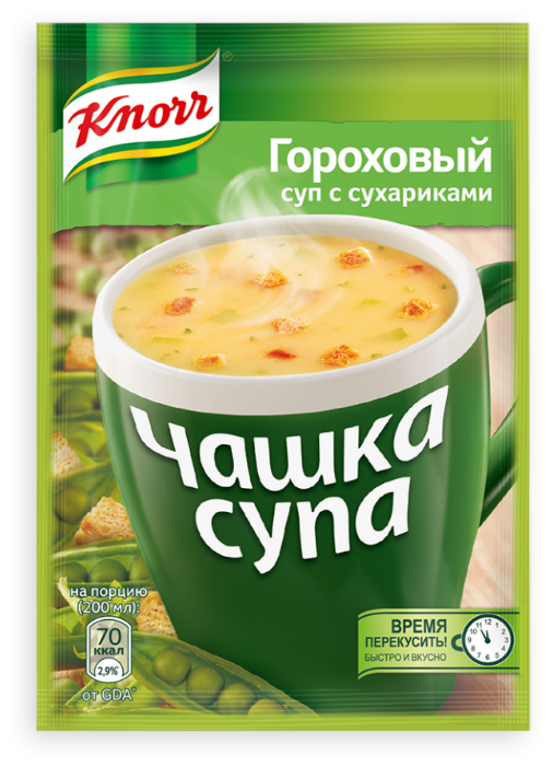 Knorr Чашка супа Гороховый суп с сухариками 21 г