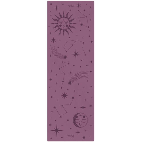 Складной коврик для йоги каучук + полиуретан POSA NonSlip Travel 2mm Purple Starscape