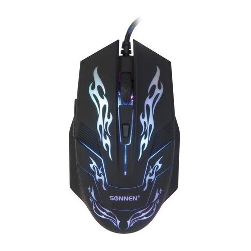 Мышь проводная игровая SONNEN GM-77 USB 2400 dpi 6 кнопок оптическая LED-подсветка черная 512638 79300₽