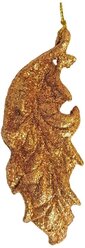Елочная игрушка Феникс-Презент Листик золото из полипропилена 12x4,5 см
