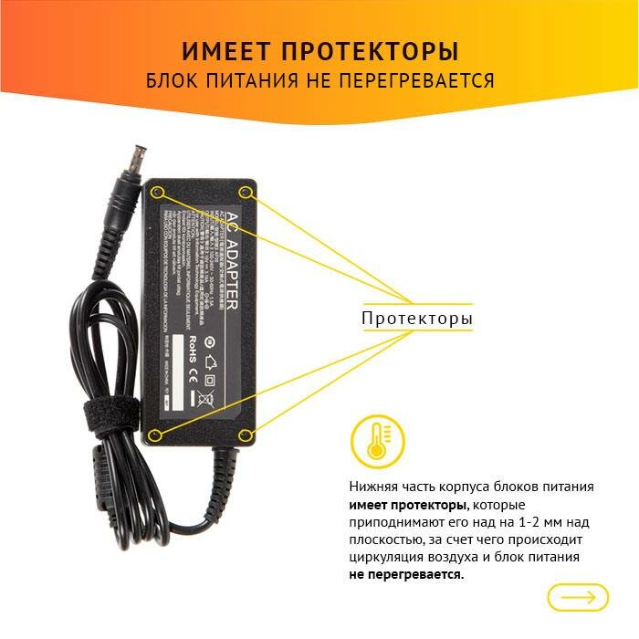 Блок питания (зарядка) для ноутбука Samsung 19V, 3.16A, 60W, 5.5х3.0 без сетевого кабеля