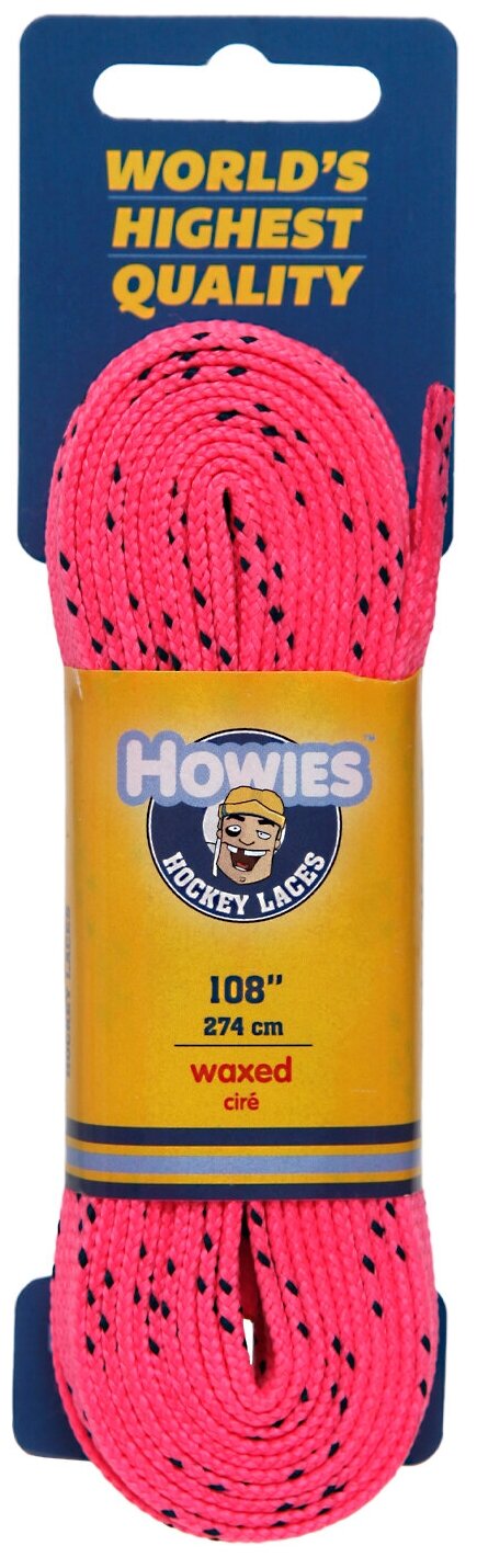 Шнурки хоккейные Howies с пропиткой розовые (72"/182) (NS)