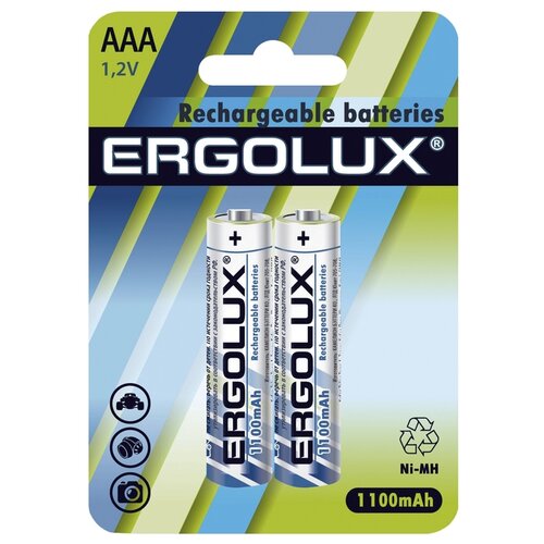 фото Аккумулятор ni-mh 1100 ма·ч ergolux rechargeable batteries aaa 2 шт блистер