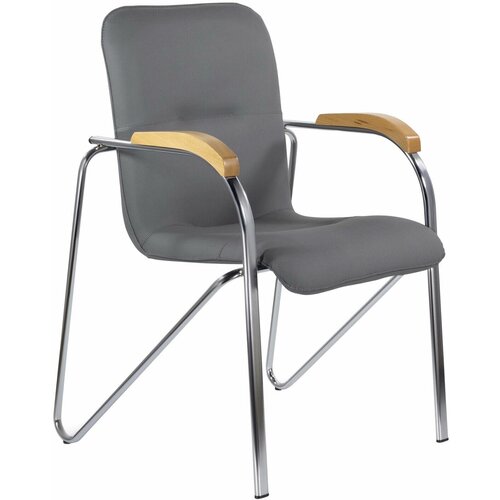 Кресло BRABIX Samba CF-103 , хром каркас, накладки бук , кожзам серый, собрано, 532758 В заказе: 1 шт.