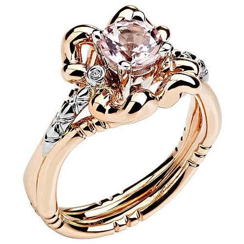 фото Кольцо с морганитом и бриллиантами из комбинированного золота 01к669682 эстет