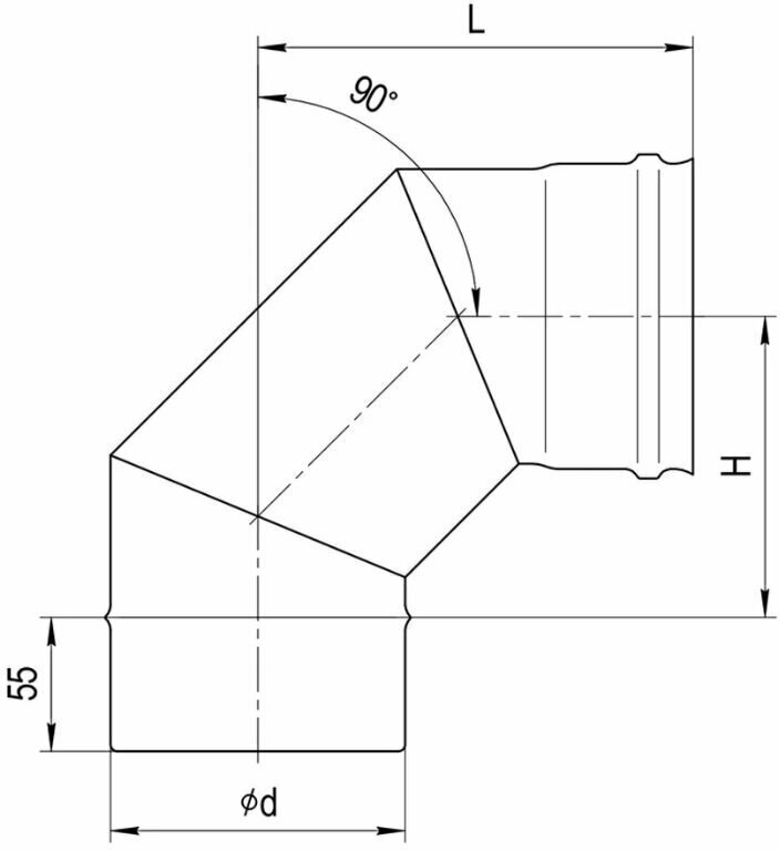 Колено дымохода Ferrum угол 90 (430/0,5 мм) Ф135 - фотография № 2