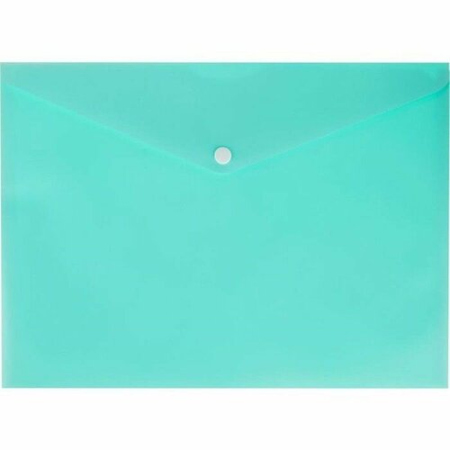 Папка-конверт на кнопке А4 180 мкм , полупрозрачная, светло-мятная, 10 шт. informat папка конверт на кнопке прозрачная а4 180 мкм пластик зеленый