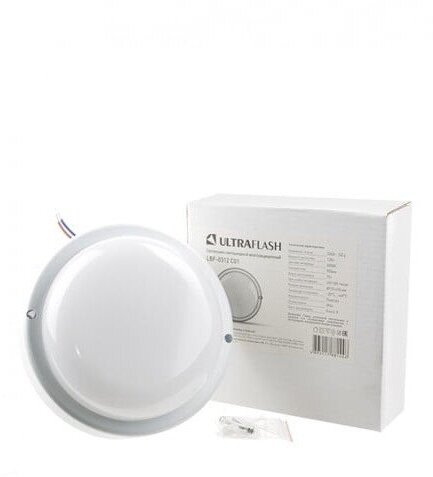 Влагозащищённый LED светильник Ultraflash LBF-0312 C01 12Вт, IP54, 220В, круг 13105 для подсобок, складов, балконов и лоджий - фотография № 3