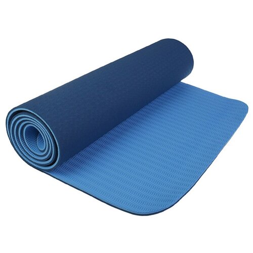фото Коврик sangh yoga mat двухцветный, 183х61х0.8 см синий однотонный