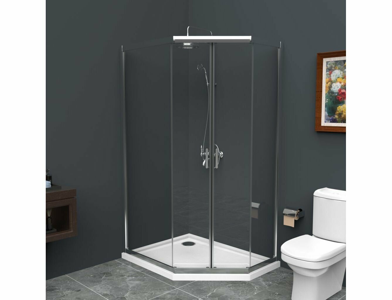 Душевой уголок BelBagno Uno UNO-195-PH-2-100/80-C-Cr 100х80x195 см, стекло прозрачное/профиль хром