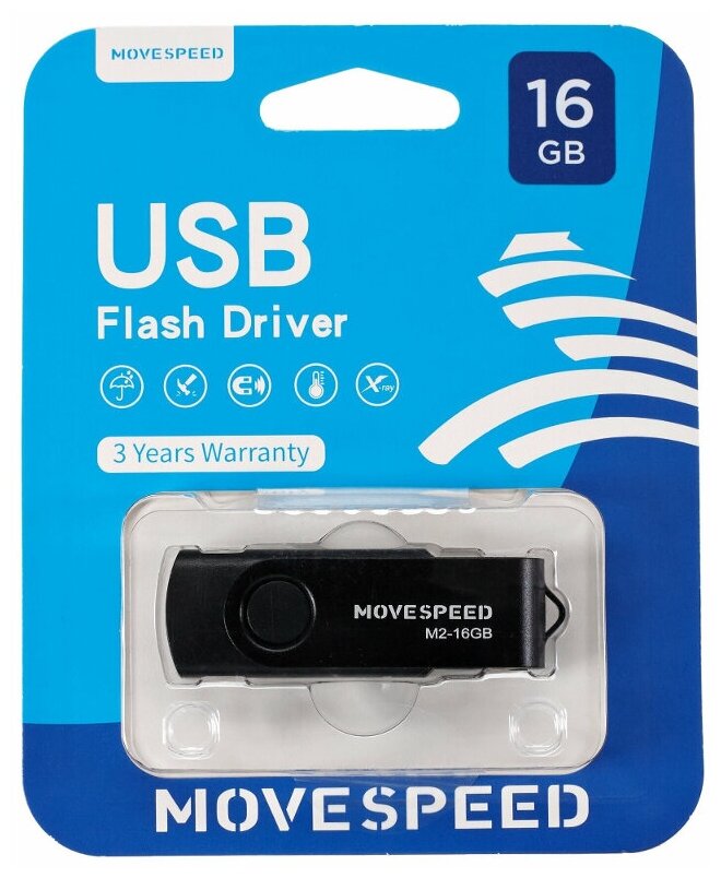 USB2.0 16GB Move Speed M2 черный Move Speed 16GB M2 (M2-16G) - фото №1