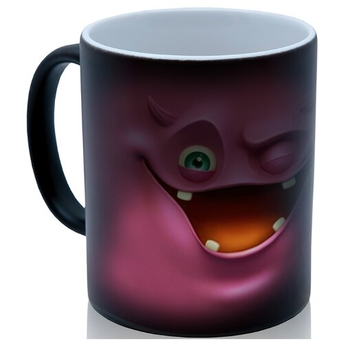 фото Кружка хамелеон розовая со смешной мордочкой, прикольный подарок drabs