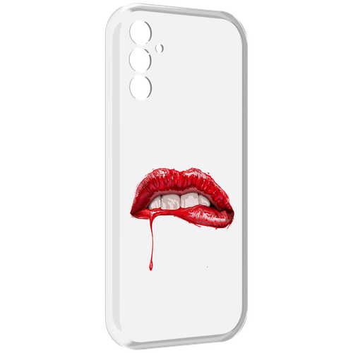 Чехол MyPads яркие красные губы для Samsung Galaxy M13 задняя-панель-накладка-бампер