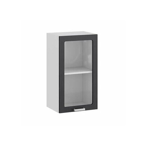 Шкаф кухонный навесной Нео 40 см со стеклом (1 дверь, 1 полка) серый шифер/стекло