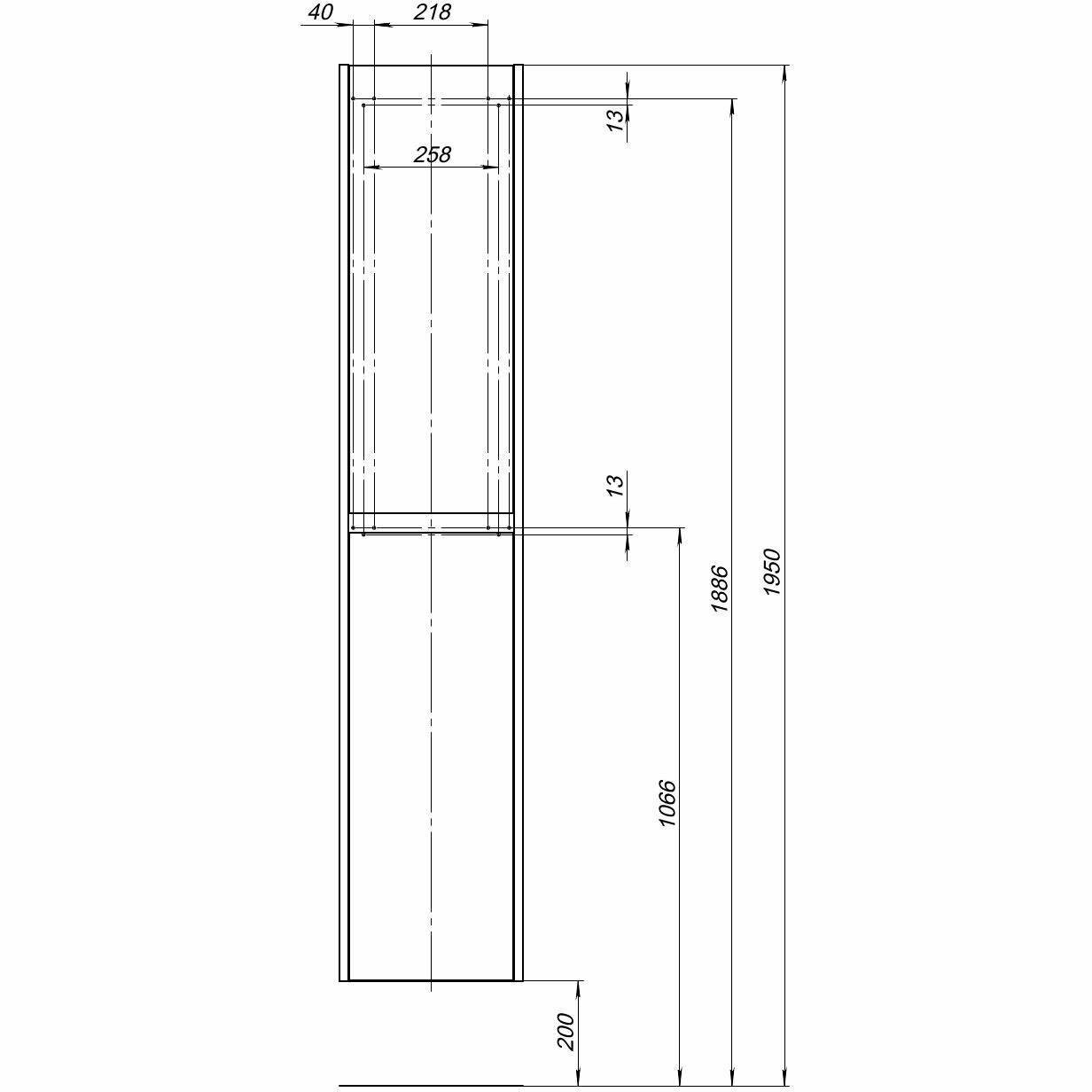 Шкаф-пенал для ванной Aquanet Nova Lite 35 дуб рошелье 00242265