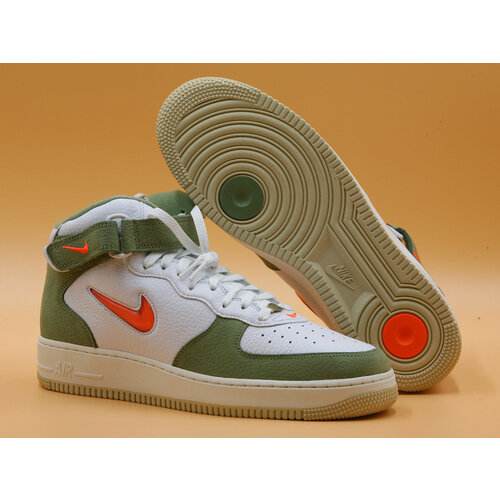 Кроссовки NIKE Air Force 1 Mid, полнота D, размер 9US, белый, зеленый кроссовки nike полнота d размер 9us белый