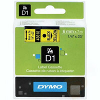 S0720790/43618 Dymo Картридж с лентой 6 мм х 7м, пластик, черный на желтой ленте LabelManager 420P/3500/150/100+/350