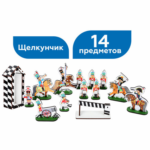 фото Набор деревянных фигурок солдатики mega toys коллекционные щелкунчик 14 предметов / фигурки военные мега тойс