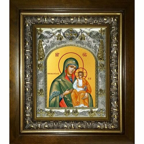 Икона Божья Матерь Милостивая, 14x18 см, в деревянном киоте 20х24 см, арт вк-3091
