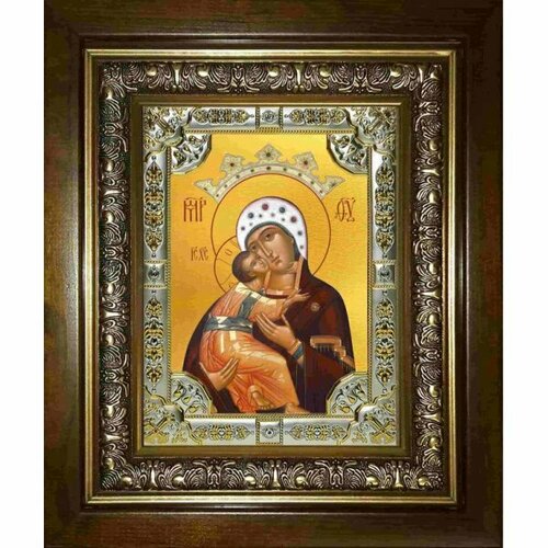 Икона Богородица Владимирская, 18x24 см, со стразами, в деревянном киоте, арт вк-2908 икона богородица деисусная 18x24 см со стразами в деревянном киоте арт вк 2885