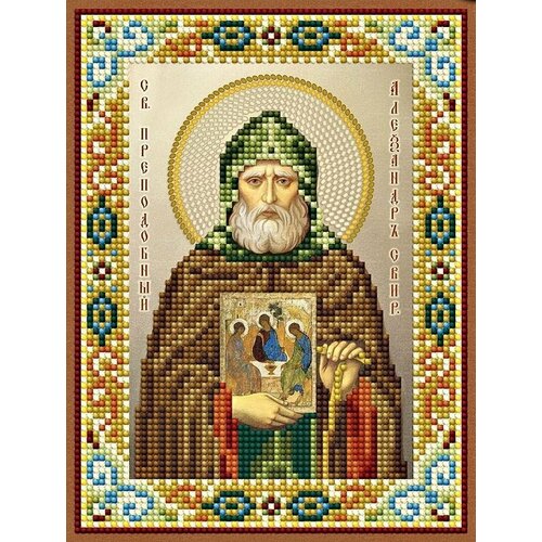 Злата Икона Св. Александр Свирский 1Нбис-023