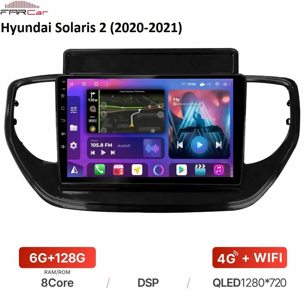 Штатная магнитола FarCar для Hyundai Solaris 2 (2020-2021) на Android 12
