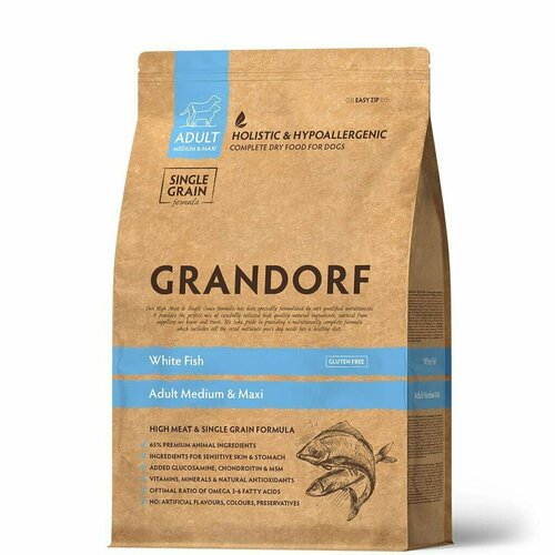 Grandorf Dog White Fish Medium&Maxi 1кг (белая рыба для собак средних и крупных пород)