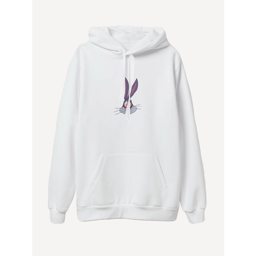 Худи PRINTHAN Худи мужское с принтом Бакс Банни PRINTHAN , белое, силуэт свободный, средней длины, утепленное, размер XL (52), белый