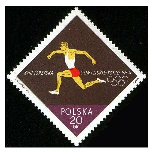 (1964-056) Марка Польша Тройной прыжок Летние Олимпийские игры 1964, Токио II Θ