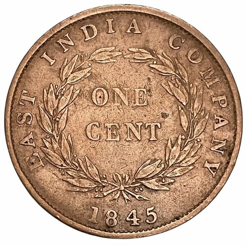 Стрейтс-Сетлментс 1 цент 1845 г. клуб нумизмат монета 1 2 цента индии 1845 года медь виктория
