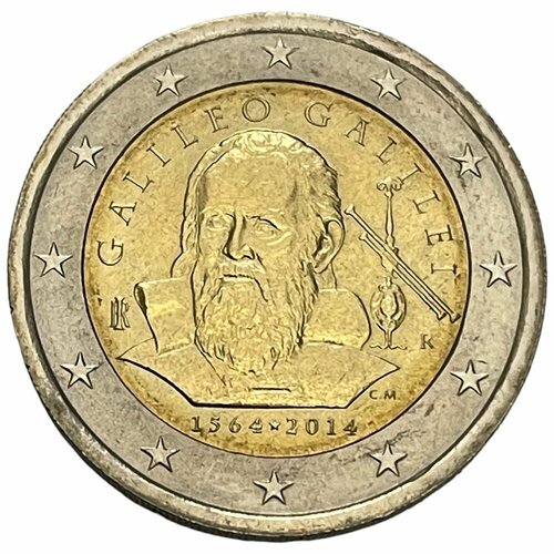 Италия 2 евро 2014 г. (450 лет со дня рождения Галилео Галилея)