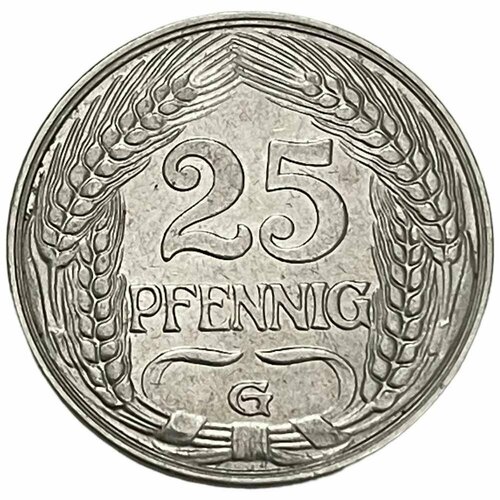 Германская Империя 25 пфеннигов 1909 г. (G)