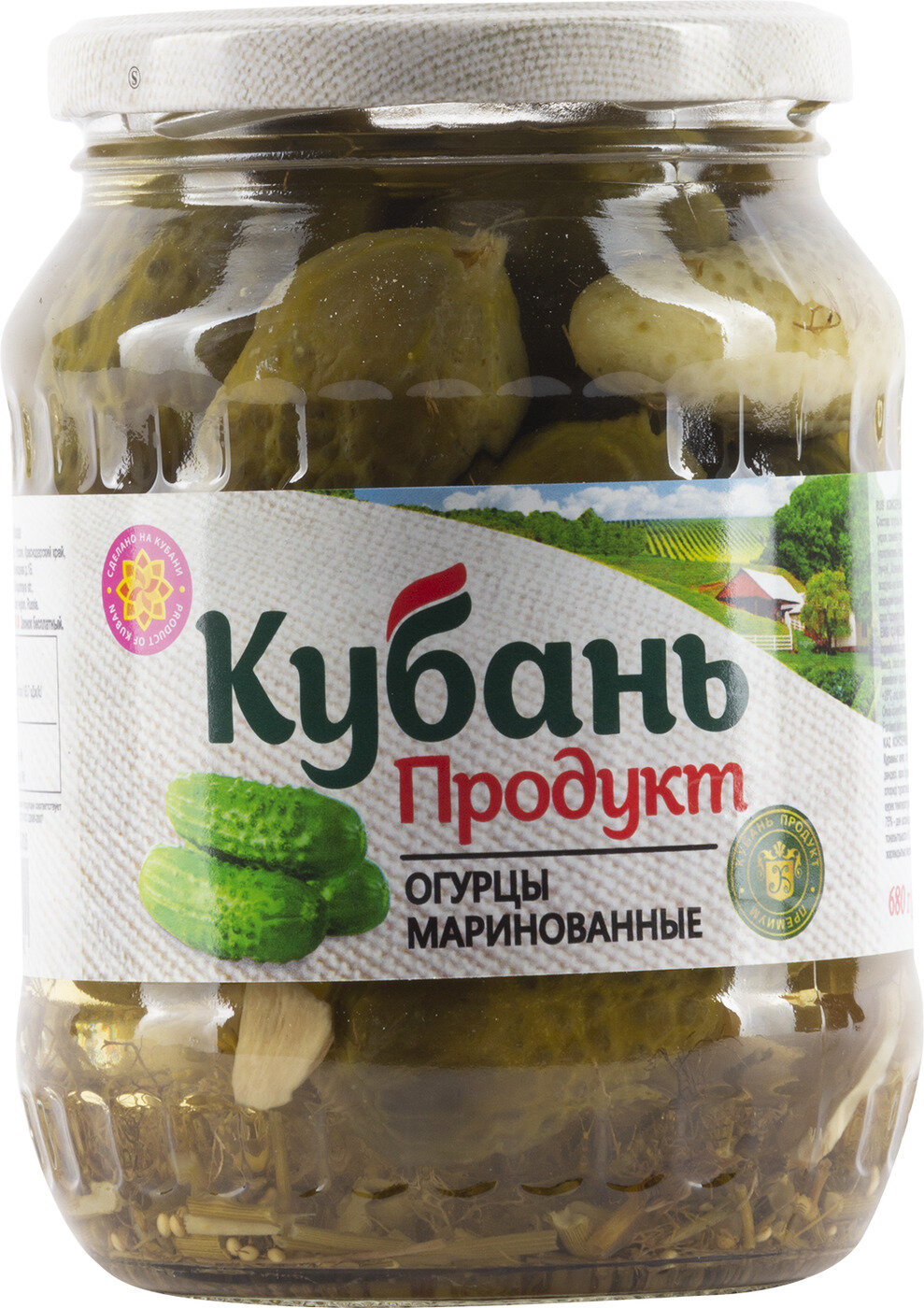 Огурцы маринованные Кубань продукт, 680 г 12шт