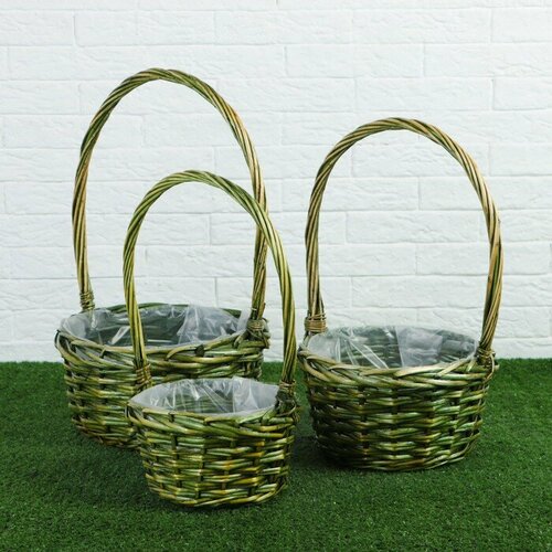 Набор корзин, 3 шт, 28х14/45 см, 24х13/41 см, 19х11/37 см, ива