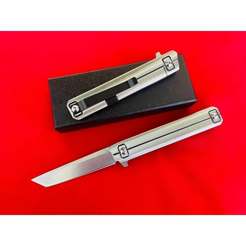 фото Складной нож silver tanto. раскладной нож из нержавеющей стали с клипсой на карман. дхарма