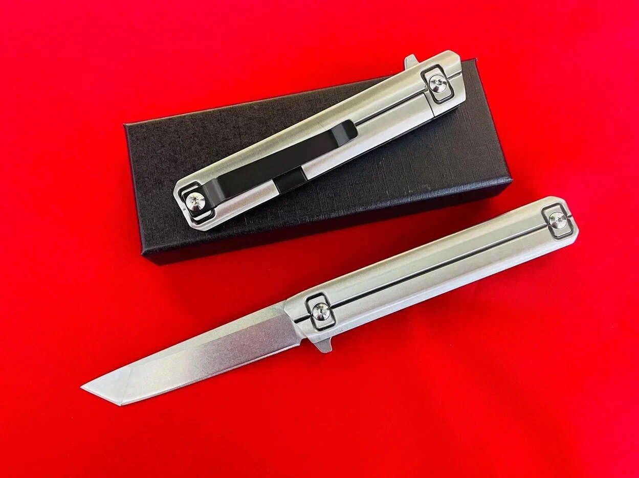 Складной нож Silver tanto. Раскладной нож из нержавеющей стали с клипсой на карман.