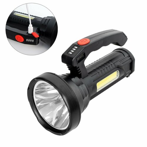 фото Фонарь прожекторный аккумуляторный, 10+5 вт, jl-501, 2000 мач, xpe, usb, 17 х 8.7 х 8.2 см россия