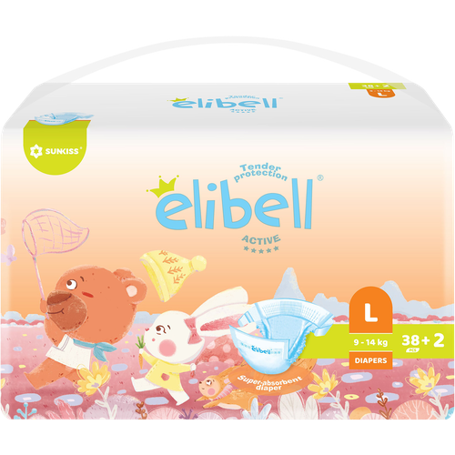 Подгузники детские ELIBELL Active L 9–14кг, 40 шт.