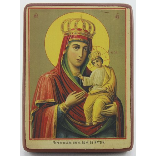 Икона Божией Матери Черниговская, деревянная иконная доска, левкас, ручная работа (Art.1692Mм)