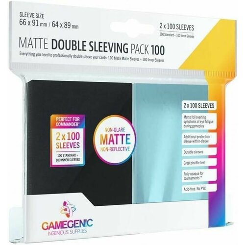 Протекторы для карт Gamegenic Matte Double Sleeving Pack Clear/Black (2x100 штук)