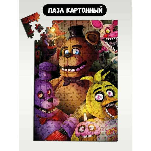 Пазл картонный 39,5х28 см, размер А3, 300 деталей, модель игра five nights at Freddy's - 840