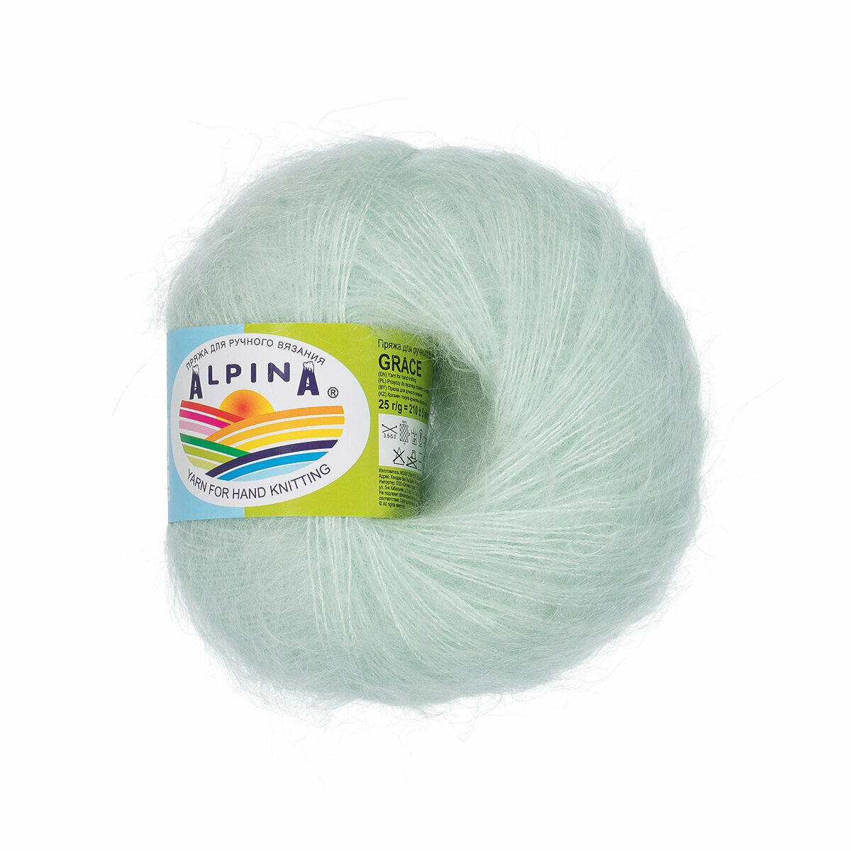 фото Пряжа ALPINA "GRACE" 72% супер кид мохер, 28% шелк 25 г 210 м №05 св. мятный