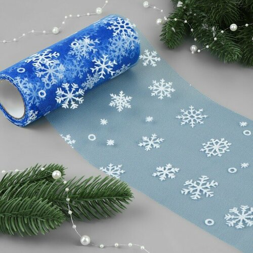 Фатин со снежинками 15 см 11 1 гкв м 91 05 м цвет синий 28 400₽