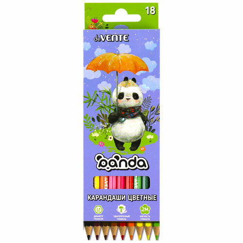 Карандаши цветные 18 цветов, дерево, шестигранный Panda deVENTE