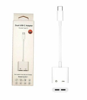 Переходник USB-C на 2 USB-C для наушников, гарнитур и быстрой зарядки с поддержкой голосовой связи, белый