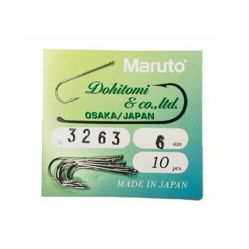 фото Крючок рыболовный универсал maruto 3263 размер № 6 (упак. 10 шт) с покрытием ni
