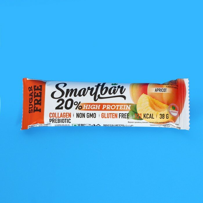 Батончик Smartbar с высоким содержанием белка "Абрикос в йогуртовой глазури", 38г - фотография № 2